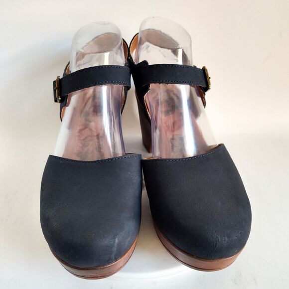 B.o.c Born Size 10 Midnight Blue Clogs Sandals Ankle Strap Platform Block Heels - Picture 5 of 13